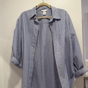 H&M Navy and White Striped Shirt